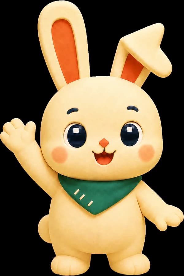 Tuni the rabbit waving hello