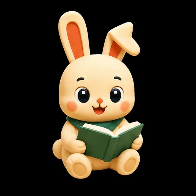 Tuni the rabbit reading a book